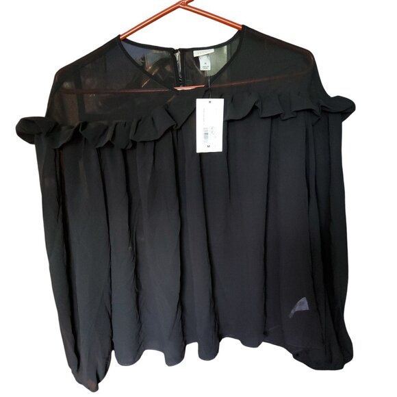 A New Day Womens Black Off-Shoulder Ruffle Top Off-shoulder design Medium - Picture 1 of 11